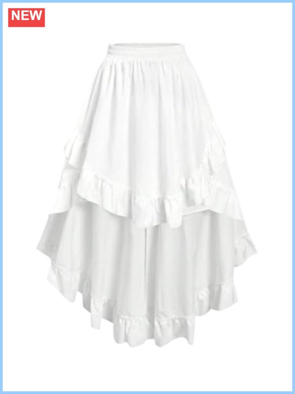 Plus Size High Low Ruffle Midi Skirt Elastic High Waist Flowy